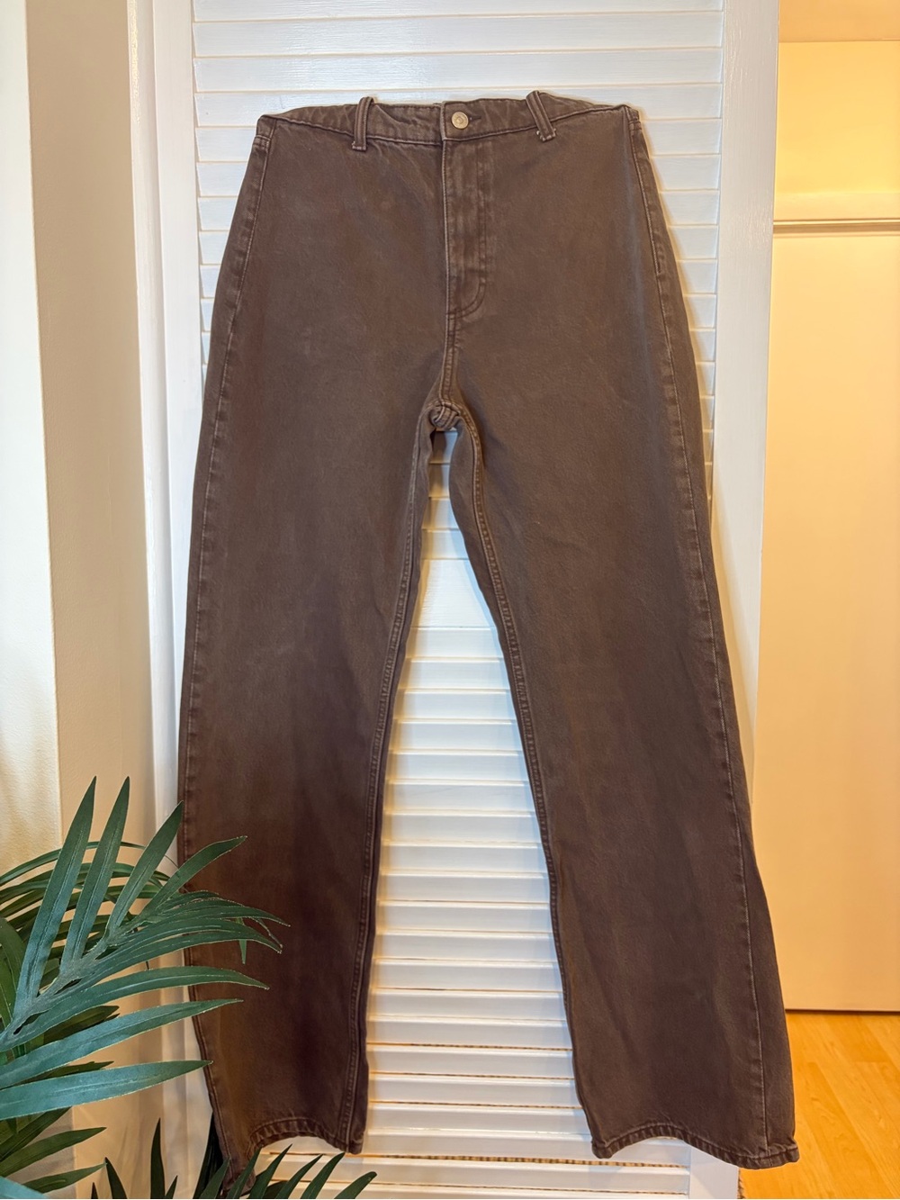 Zara High-Waisted Straight Leg Brown Jeans in Size 6